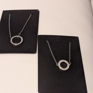 Stainless steel necklace and bracelet circle set cz
